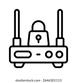 Have a look at this latest line icon secure router with lock