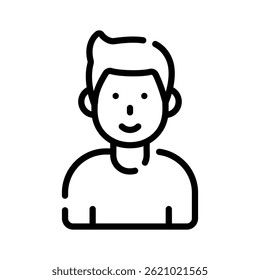 Echa un vistazo a este icono lineal que muestra el avatar del chico