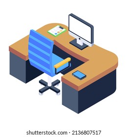 Have a look at this modern isometric icon of workspace 


