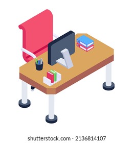 Have a look at this modern isometric icon of workspace 

