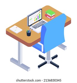 Have a look at this modern isometric icon of workspace 


