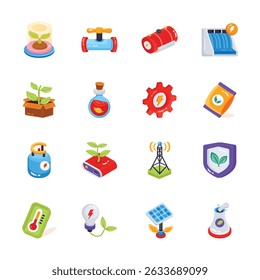 Have a look at this pack of eco practices 3d style icon, easy to edit