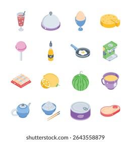 Have a look at this pack of fast food and drinks isometric icons