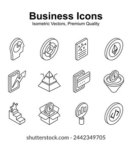 Have a look at this visually appealing business and finance isometric icons set