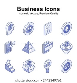 Have a look at this visually appealing business and finance isometric icons set