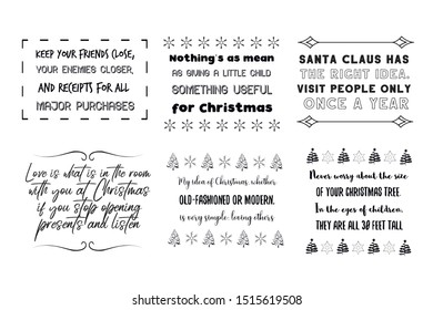 Have a merry christmas and happy new year. Set of Calligraphy sayings for print. Vector Quotes