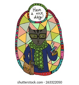 Have a nice day with cat hipster.
