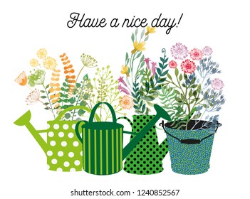 Have a nice day greeting card. Watercolor vector background