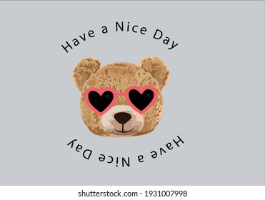 Have a nice day message design with hand drawn design teddy bear vector