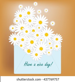 Have a nice day postcard. Daisy in envelope.