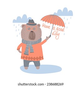 Have a nice day wishing card with cute bear