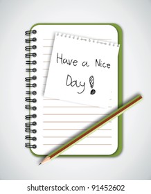 Have a nice day word on notebook vector