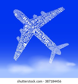 Have a nice trip collection of words as silhouette airplane Vector Illustration