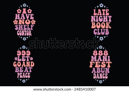I have no shelf Connor, late night book club, 999 let go and be at peace, 888 manifest abundance retro keychain designs