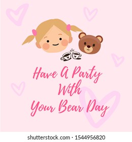 Have a party with your bear day November 16 vector print.