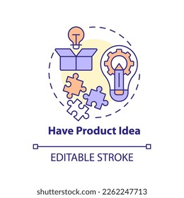 Have product idea concept icon. Sales insights. Become affiliate merchant abstract idea thin line illustration. Isolated outline drawing. Editable stroke. Arial, Myriad Pro-Bold fonts used