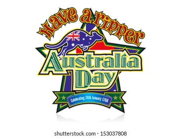 Have a Ripper Australia Day Graphic with Kangaroo and Australian flag editable vector.