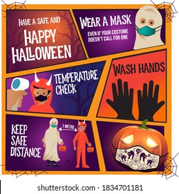 have a safe and happy halloween during the pandemic Vector illustration