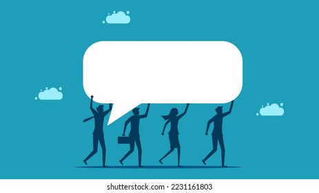have the same idea. Businessman holding speech bubble as symbol of business cooperation and communication