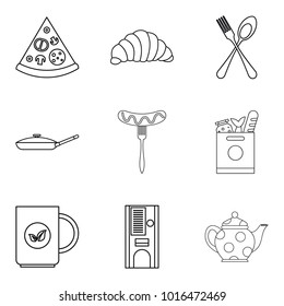 Have supper icons set. Outline set of 9 have supper vector icons for web isolated on white background