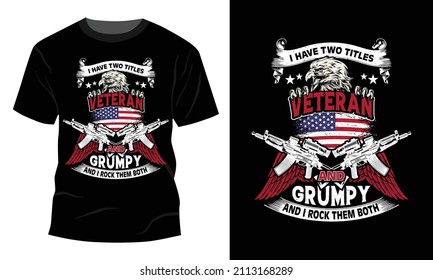 I have two titles veteran - 
Vector graphic, Typographic poster, vintage, US Veteran T-shirt Design.