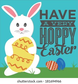 Have a Very Hoppy Easter, Happy Easter Eggs Bunny Rabbit Vector