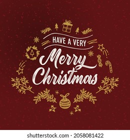 Have a Very Merry Christmas vector text Calligraphic Lettering design card template