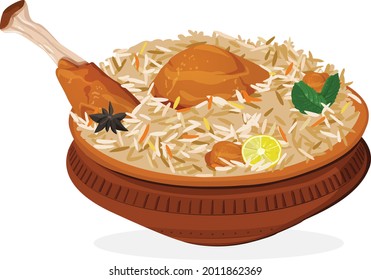 Ten tu gusto con la ilustración vectorial de biryani divertida y emocional aislada