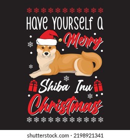 have yourself a merry Shiba inu  Christmas t shirt design free vector svg design template 