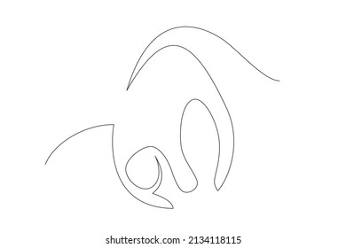 Have Yourself a Very Happy Easter. Easter Bunny illustration continuous line drawing. Vector illustration.