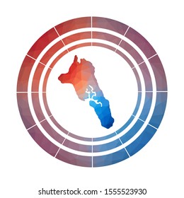 Havelock Island badge. Bright gradient logo in low poly style. Multicolored Havelock Island rounded sign with map in geometric style for your infographics.
