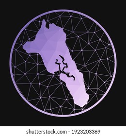 Icono de la isla Havelock. Mapa poligonal vectorial. Icono de Havelock en estilo geométrico. El mapa de la isla con un gradiente de poli morado bajo sobre fondo oscuro.