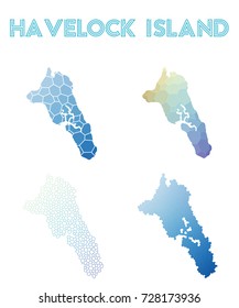 Havelock Island polygonal island map. Mosaic style maps collection. Bright abstract tessellation, geometric, low poly, modern design. Havelock Island polygonal maps for infographics or presentation.