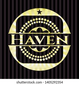 Haven gold emblem. Vector Illustration. Detailed.