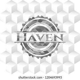 Haven grey emblem with cube white background