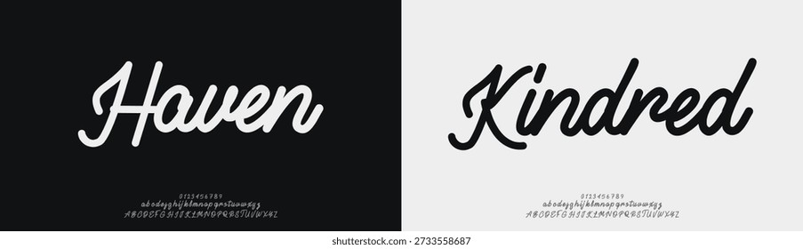 Haven Kindred, Script elegant Modern beauty font alphabet logo. Typography beautiful luxury minimal elegant serif fonts fashion wedding vintage retro logos. vector illustration
