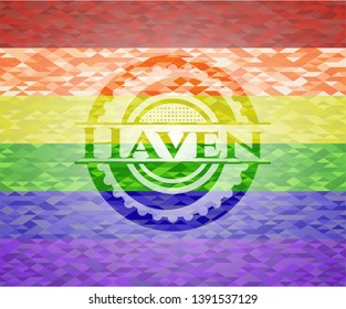 Haven lgbt colors emblem. Vector Illustration. Mosaic.