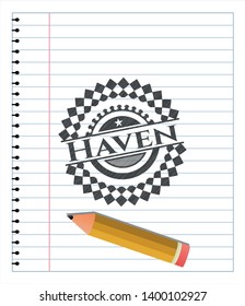 Haven pencil strokes emblem. Vector Illustration. Detailed.