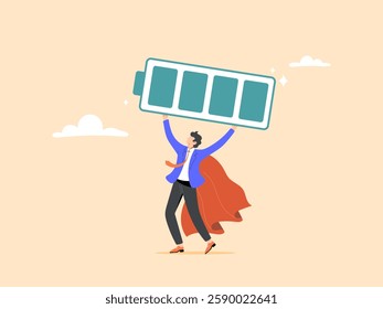 Having full energy to work or refreshing from fatigue