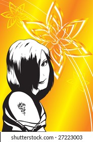 The having fun girl on an abstract background