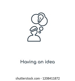 Having an idea concept line icon. Linear Having an idea concept outline symbol design. This simple element illustration can be used for web and mobile UI/UX.