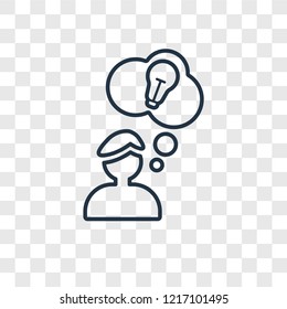 Having an idea concept vector linear icon isolated on transparent background, Having an idea concept transparency concept in outline style