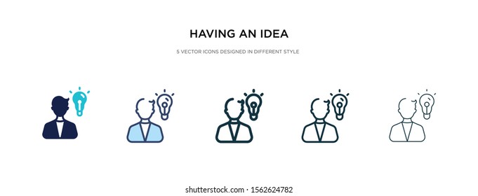 having an idea icon in different style vector illustration. two colored and black having an idea vector icons designed in filled, outline, line and stroke style can be used for web, mobile, ui