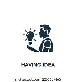 Having idea icon. Monochrome simple sign from idea collection. Having idea icon for logo, templates, web design and infographics.