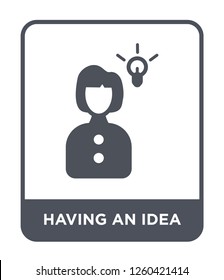 having an idea icon vector on white background, having an idea trendy filled icons from Education collection, having an idea simple element illustration