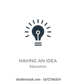 Having an idea icon vector. Trendy flat having an idea icon from education collection isolated on white background. Vector illustration can be used for web and mobile graphic design, logo, eps10