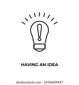 having an idea outline icon. Linear vector from education concept. Thin line having an idea icon isolated on white background