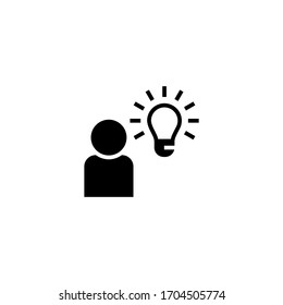 Having an idea vector icon in black solid flat design icon isolated on white background