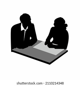 Having A Meeting Picture, Silhouette, Vector