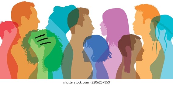 Eine multikulturelle Gemeinschaft. Rassengleichheit und Antirassismus. Vielfalt der Kultur und ethnischen Zugehörigkeit. Multiethnische Gesellschaft und Freundschaft zwischen Menschen verschiedener Kulturen.